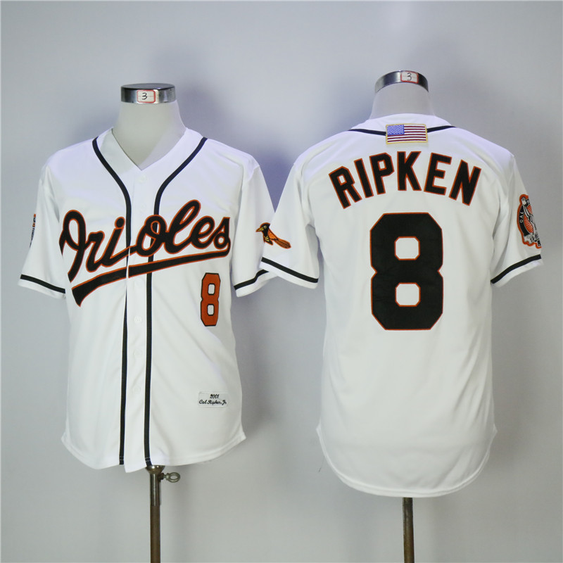 Men's Baltimore Orioles #8 Cal Ripken Jr White 2001 Mitchell & Ness Stitched MLB Jersey